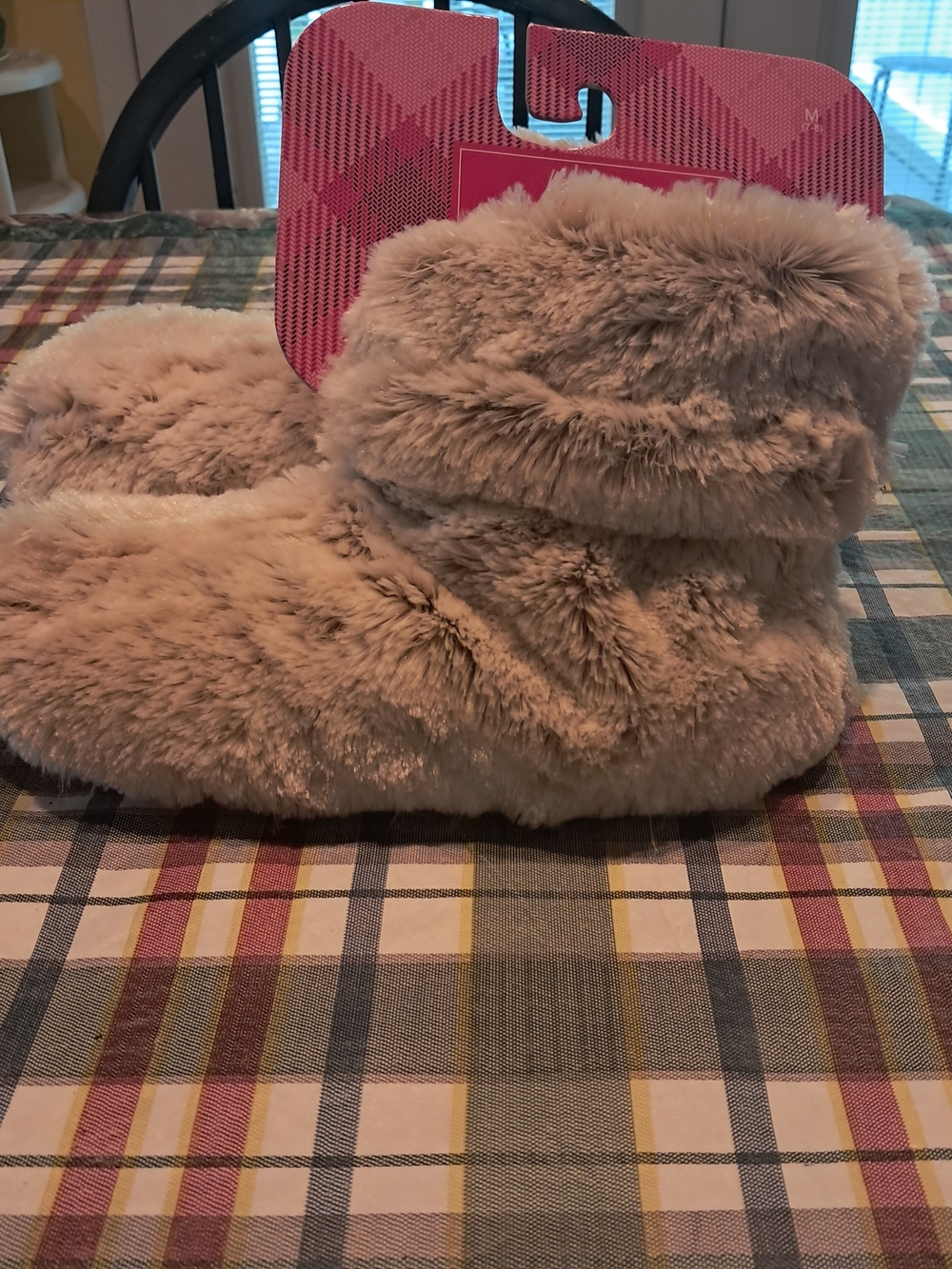 Charter Club Plush Faux Fur Cozy Slipper Boots - Beige Women's Size M 7-8